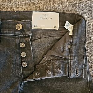 Rag & Bone Black Skinny Jeans with Distressed Accents